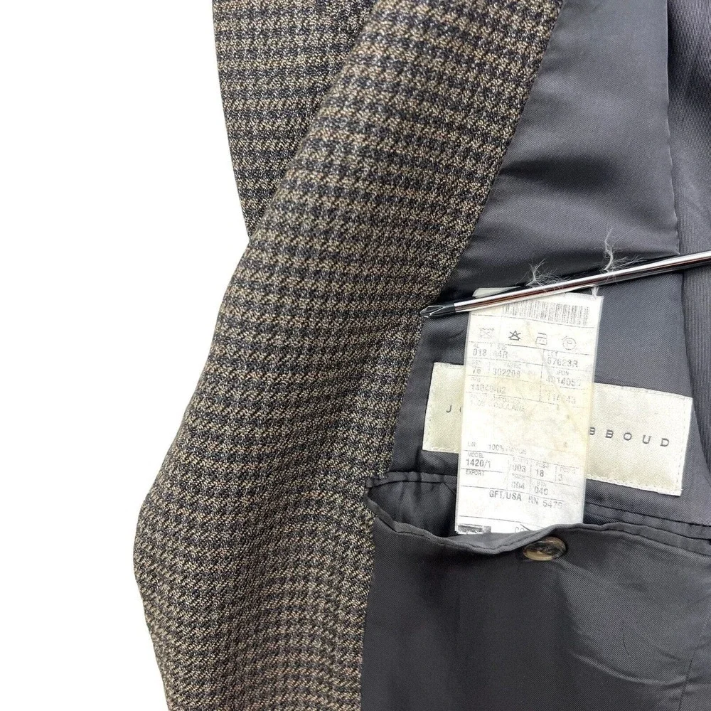 Joseph Abboud‎ Sport Coat Jacket Wool Houndstooth Three Button Brown Men Sz 44R